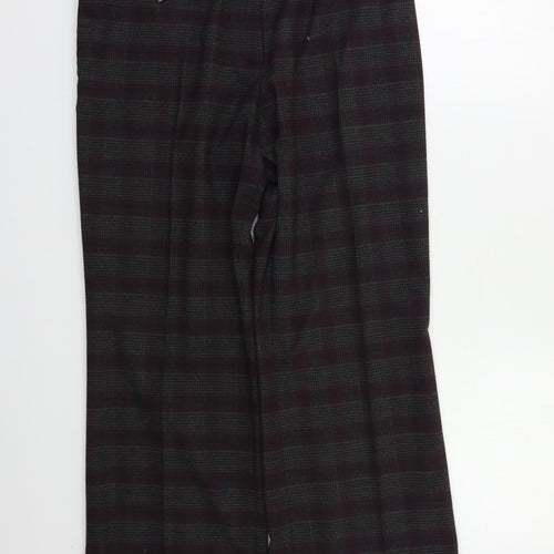 M&S Womens Purple Check  Trousers  Size 14 L25 in