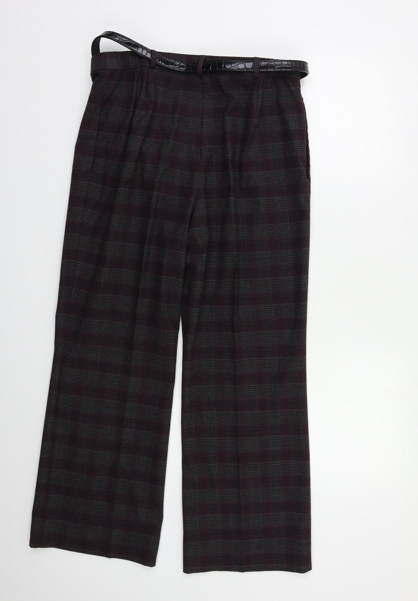 M&S Womens Purple Check  Trousers  Size 14 L25 in