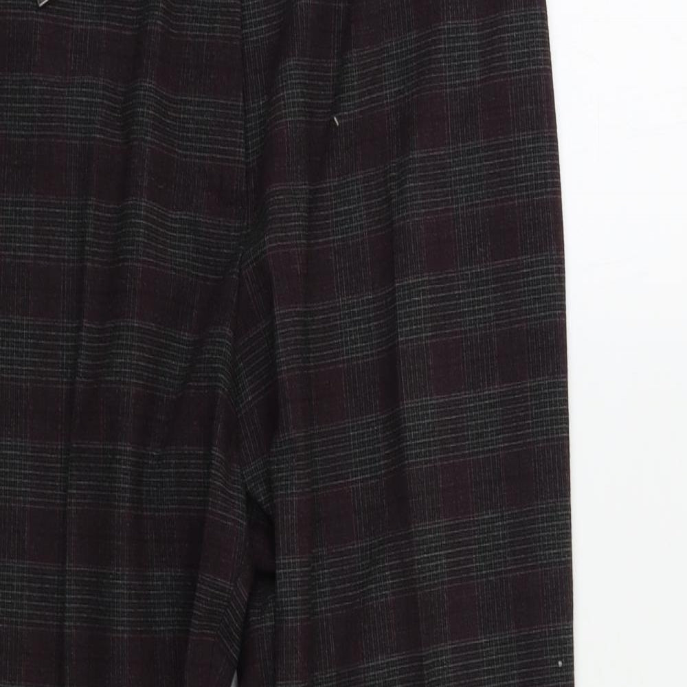 M&S Womens Purple Check  Trousers  Size 14 L25 in