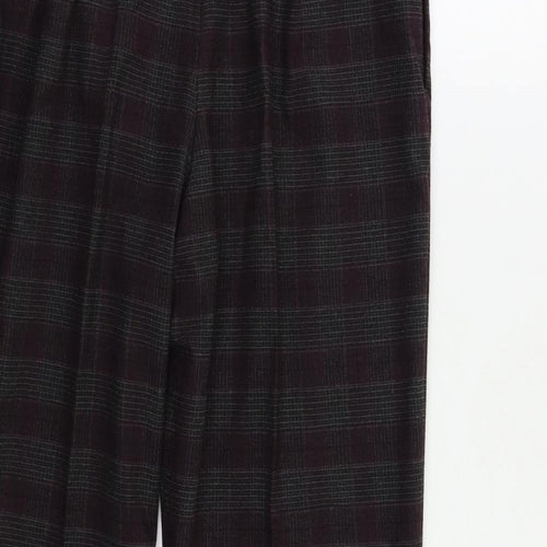 M&S Womens Purple Check  Trousers  Size 14 L25 in