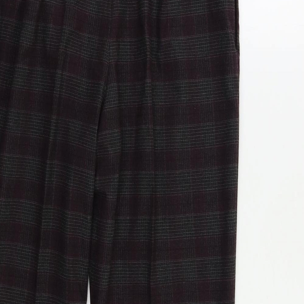 M&S Womens Purple Check  Trousers  Size 14 L25 in