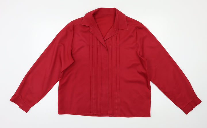 M&S Womens Red Basic Button-Up Size 14
