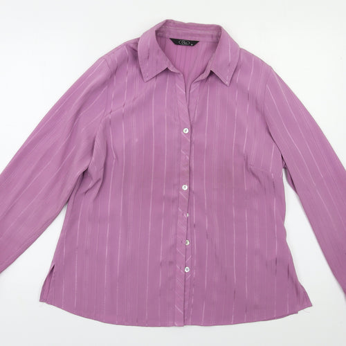 BM Womens Purple Striped  Basic Button-Up Size 14