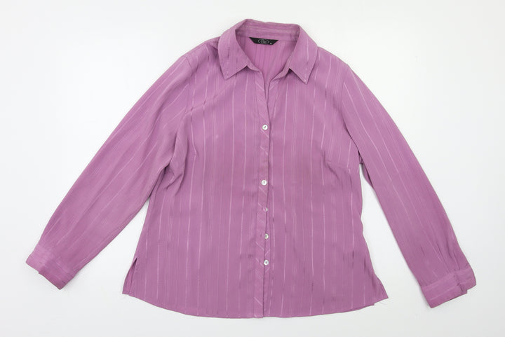 BM Womens Purple Striped Basic Button-Up Size 14