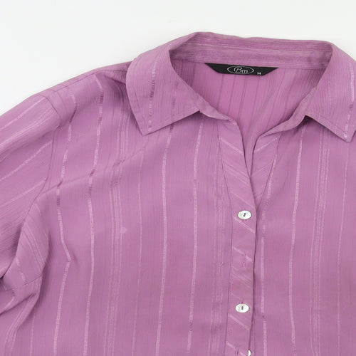 BM Womens Purple Striped  Basic Button-Up Size 14