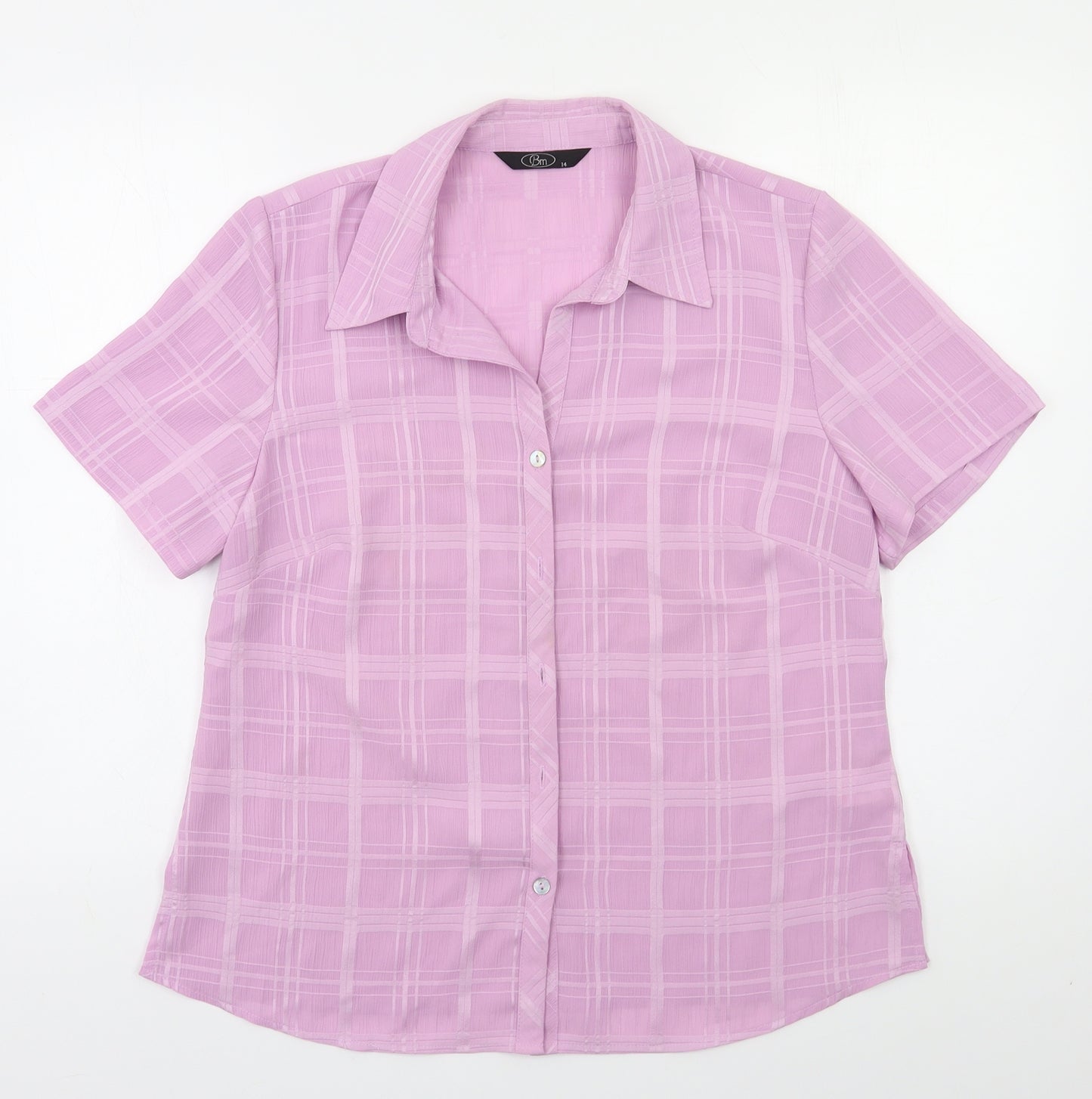 BM Womens Purple Check  Basic Button-Up Size 14