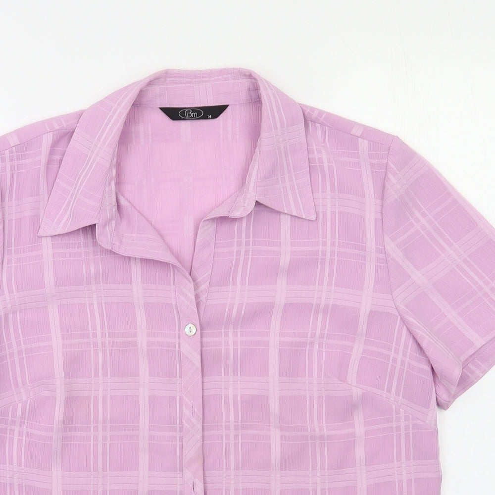 BM Womens Purple Check  Basic Button-Up Size 14