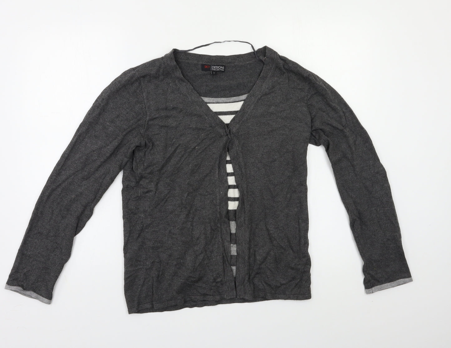 Sky Design Womens Grey   Cardigan Jumper Size S