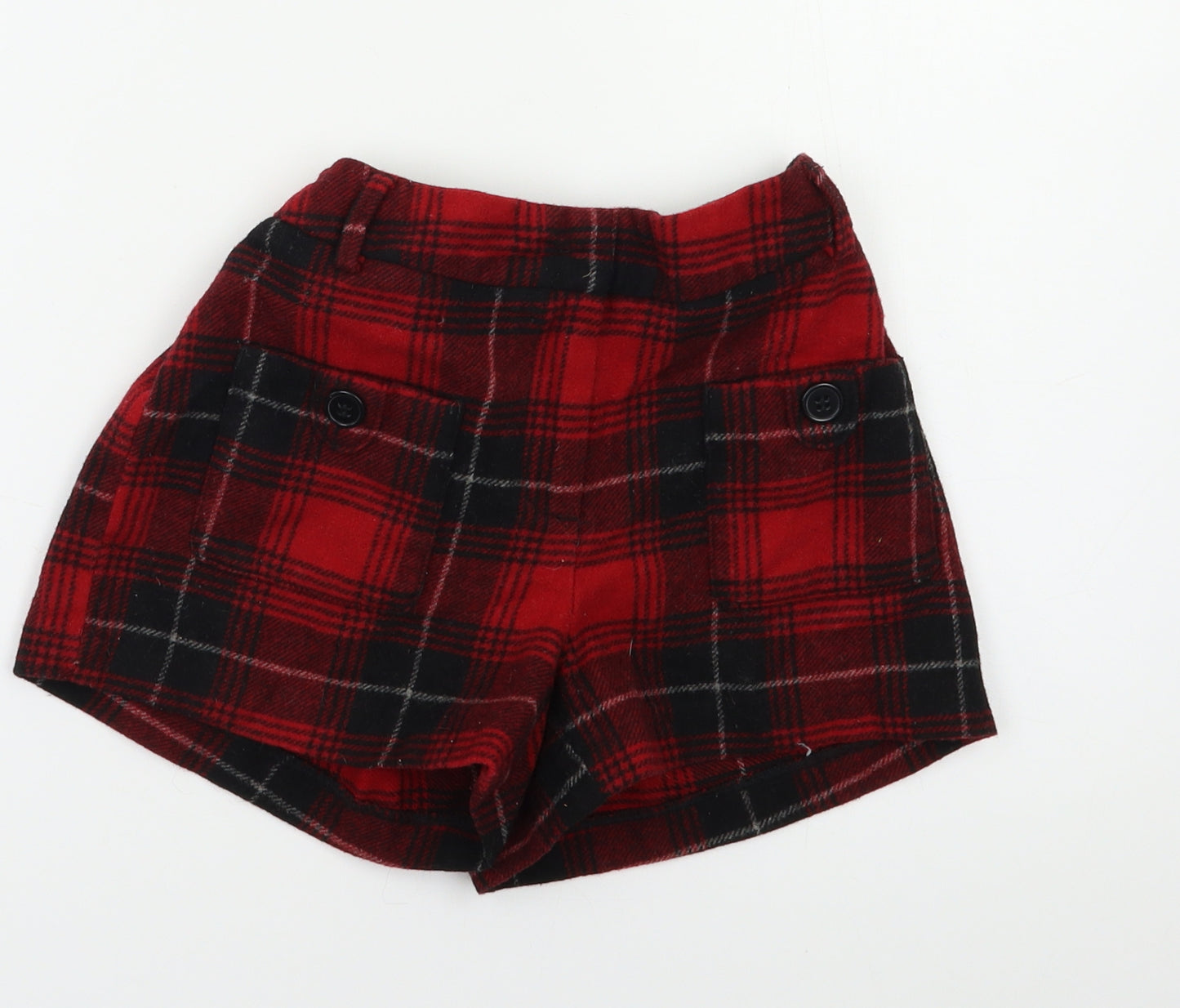NEXT Girls Red Check  Chino Shorts Size 12 Years