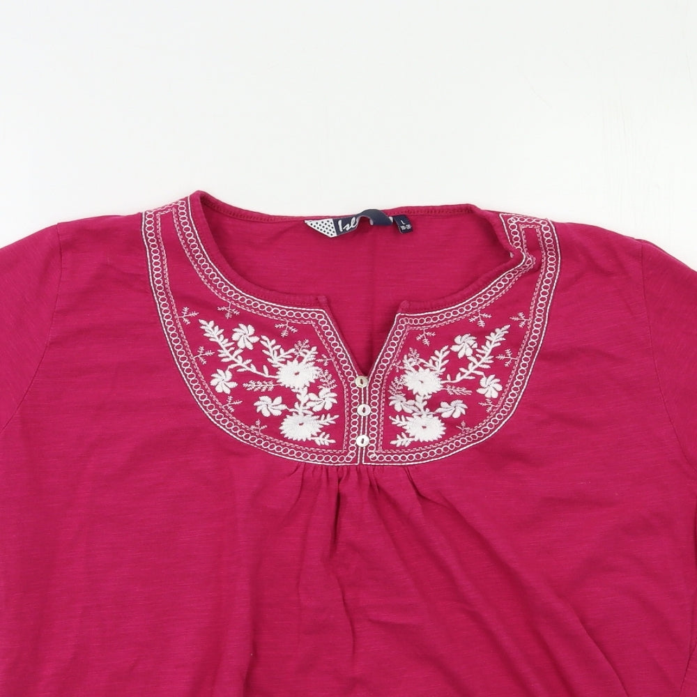 Isle Womens Pink Floral  Basic Blouse Size 18