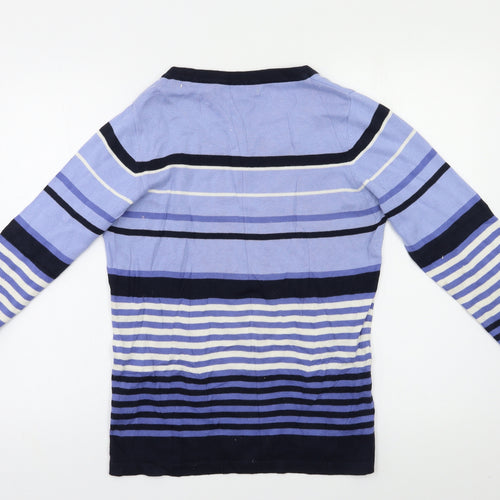 EWM Womens Blue Striped  Pullover Jumper Size S