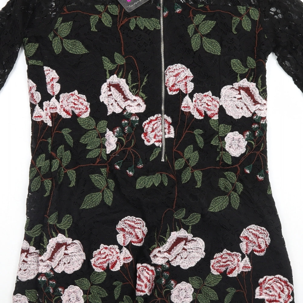 101 Idees Womens Black Floral  Mini  Size L