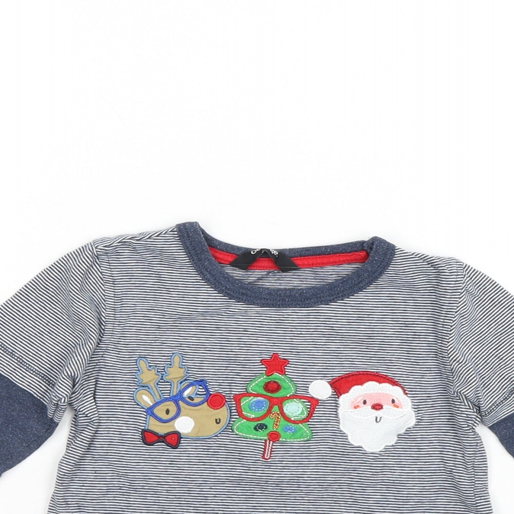 George Boys Blue Striped  Pullover Jumper Size 3-4 Years  - Christmas jumper