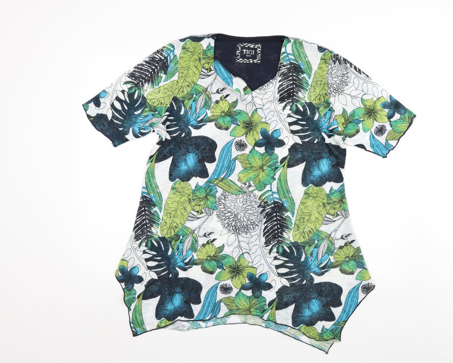 TIGI Womens Multicoloured Floral  Ringer Blouse Size 14