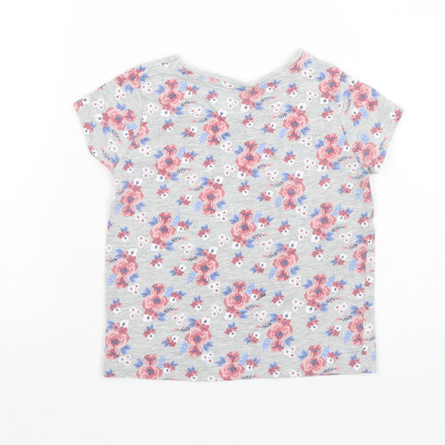 Priark Girls Grey Floral  Basic T-Shirt Size 2-3 Years