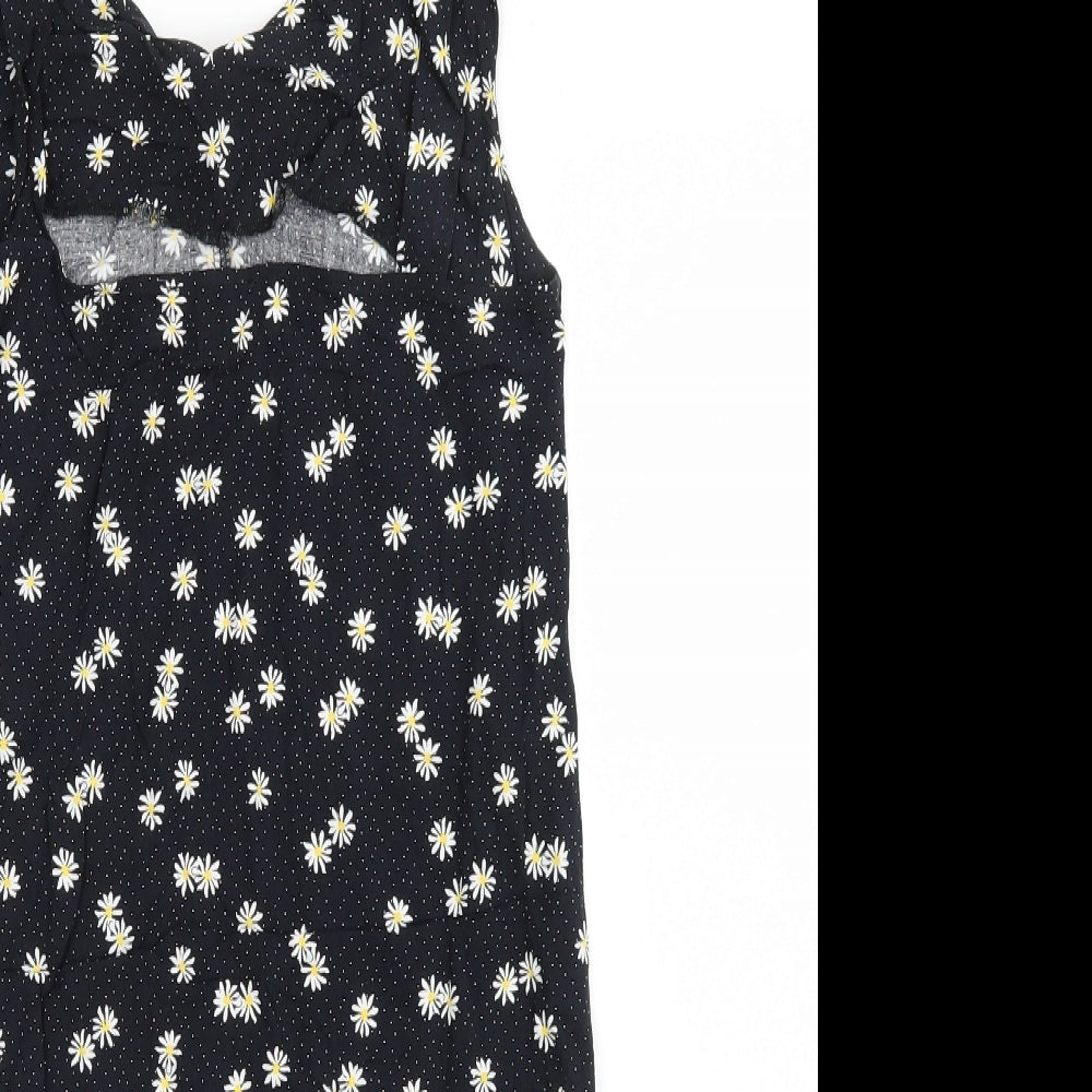Primark Girls Black Floral  Skater Dress  Size 12 Years