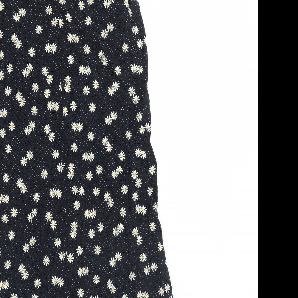 Primark Girls Black Floral  Skater Dress  Size 12 Years