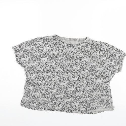 NEXT Girls Grey Animal Print   T-Shirt Size 11 Years