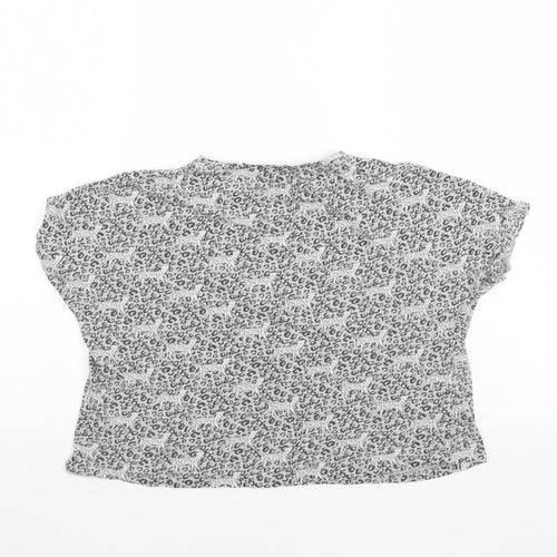 NEXT Girls Grey Animal Print   T-Shirt Size 11 Years
