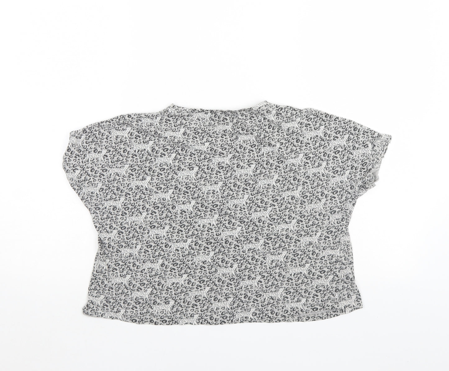 NEXT Girls Grey Animal Print   T-Shirt Size 11 Years