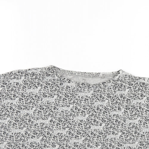 NEXT Girls Grey Animal Print   T-Shirt Size 11 Years