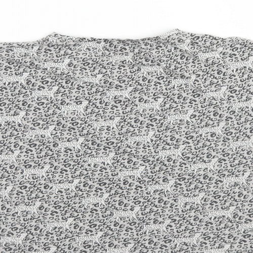 NEXT Girls Grey Animal Print   T-Shirt Size 11 Years