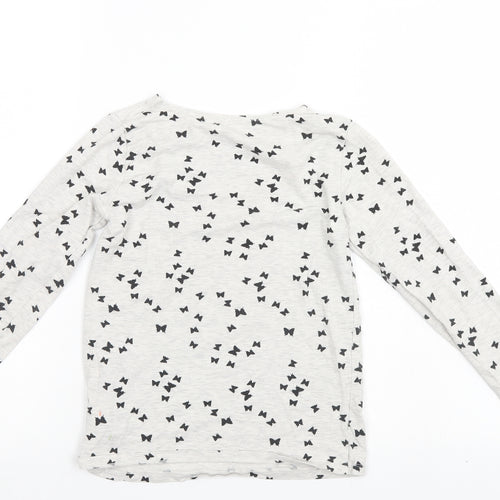 H&M Girls Grey Polka Dot  Henley Jumper Size 9-10 Years