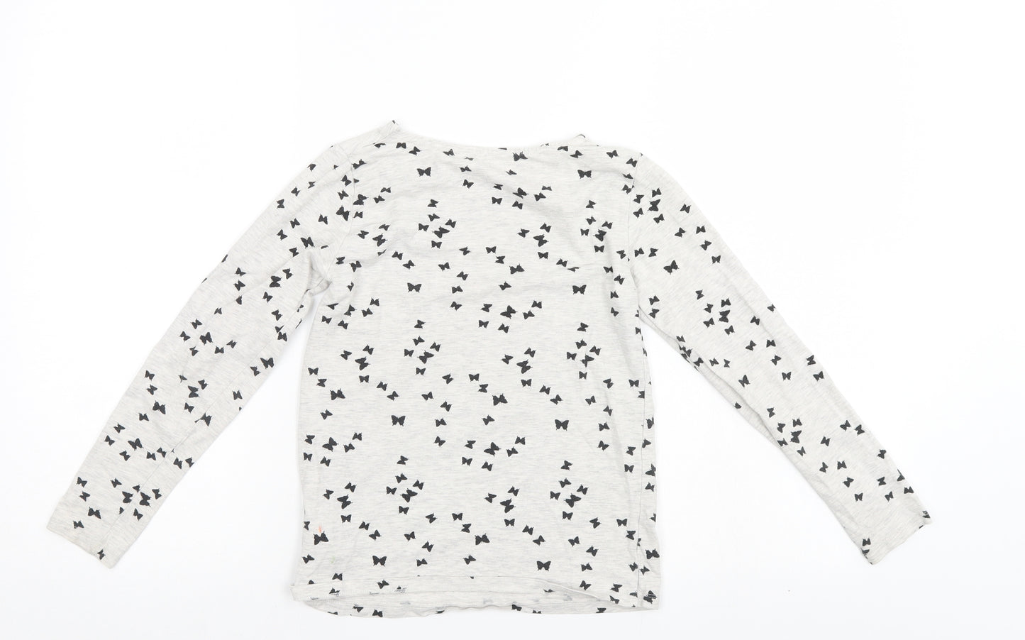 H&M Girls Grey Polka Dot  Henley Jumper Size 9-10 Years
