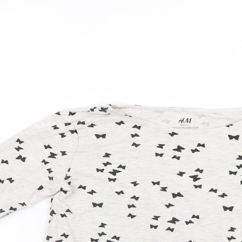 H&M Girls Grey Polka Dot  Henley Jumper Size 9-10 Years