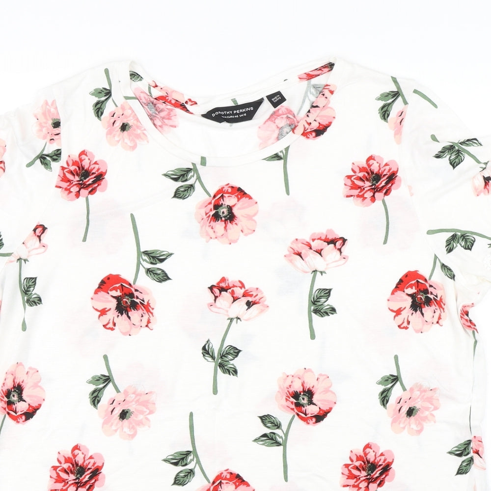 Dorothy Perkins Womens White Floral  Basic T-Shirt Size 18