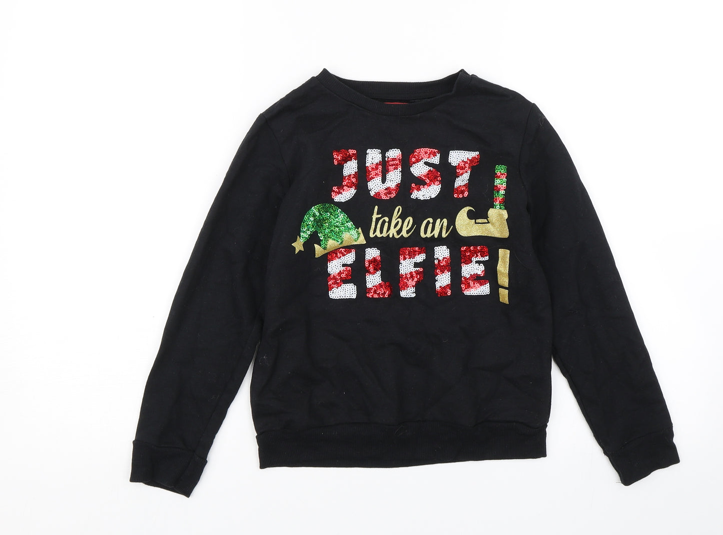 Primark Girls Black   Pullover Jumper Size 8-9 Years  - Christmas jumper