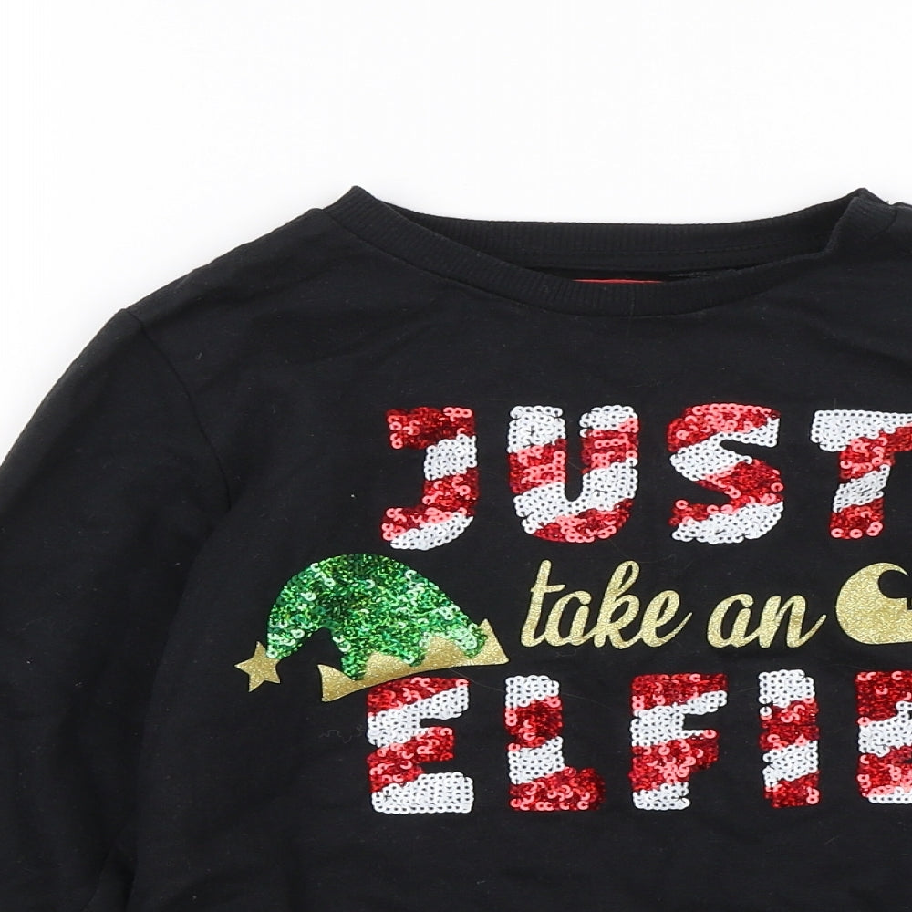 Primark Girls Black   Pullover Jumper Size 8-9 Years  - Christmas jumper