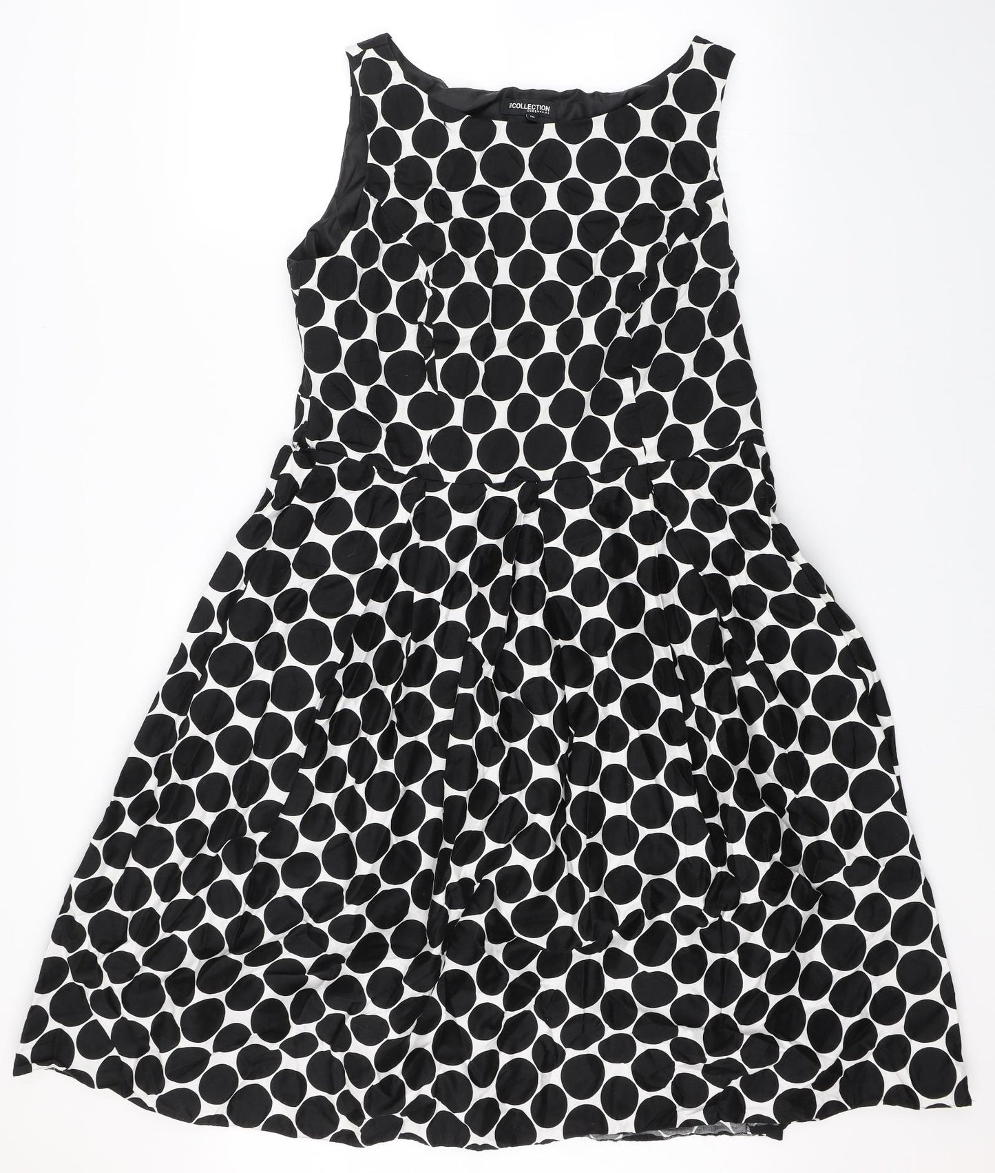 Debenhams Womens Black Polka Dot  A-Line  Size 16