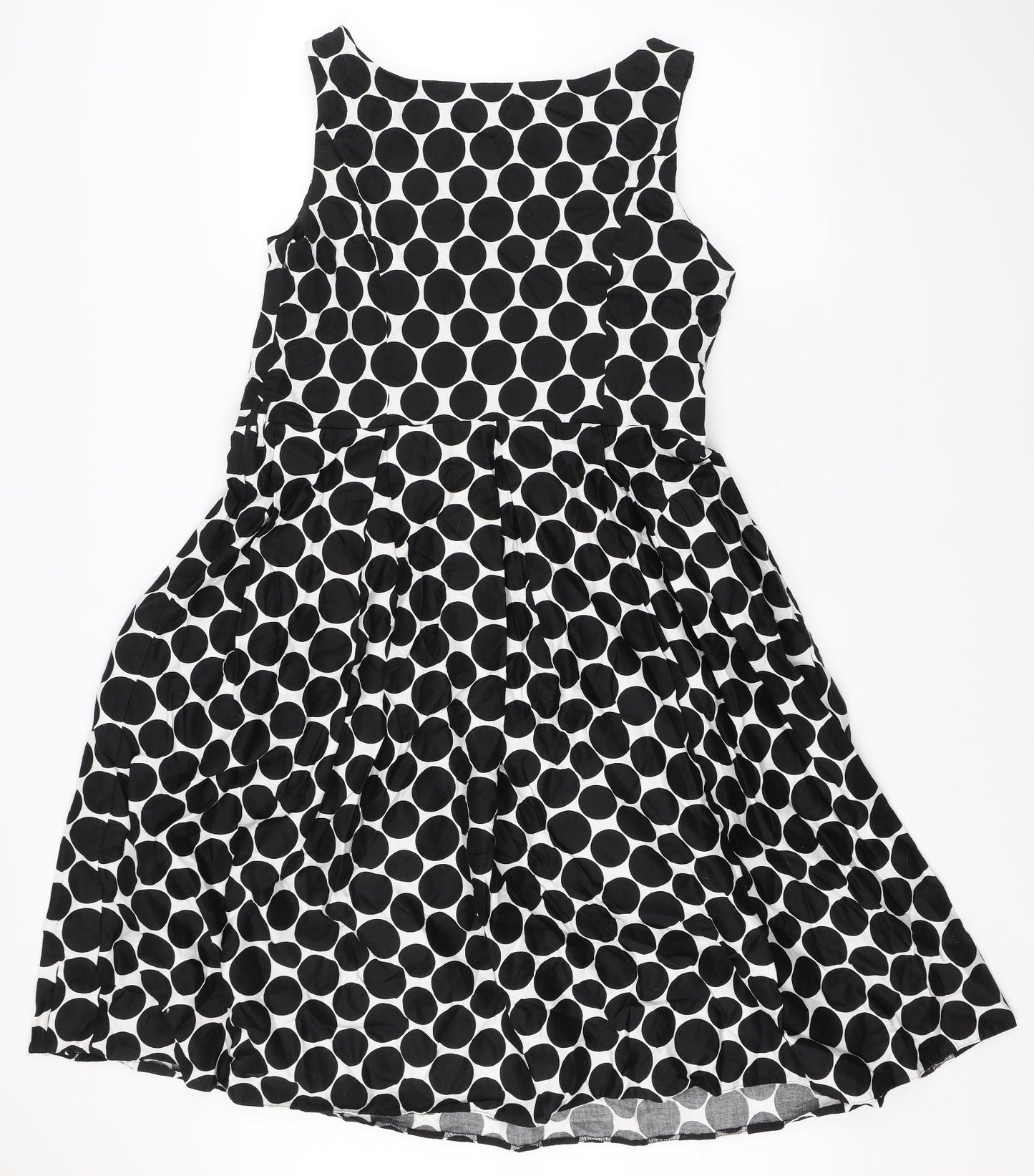 Debenhams Womens Black Polka Dot  A-Line  Size 16