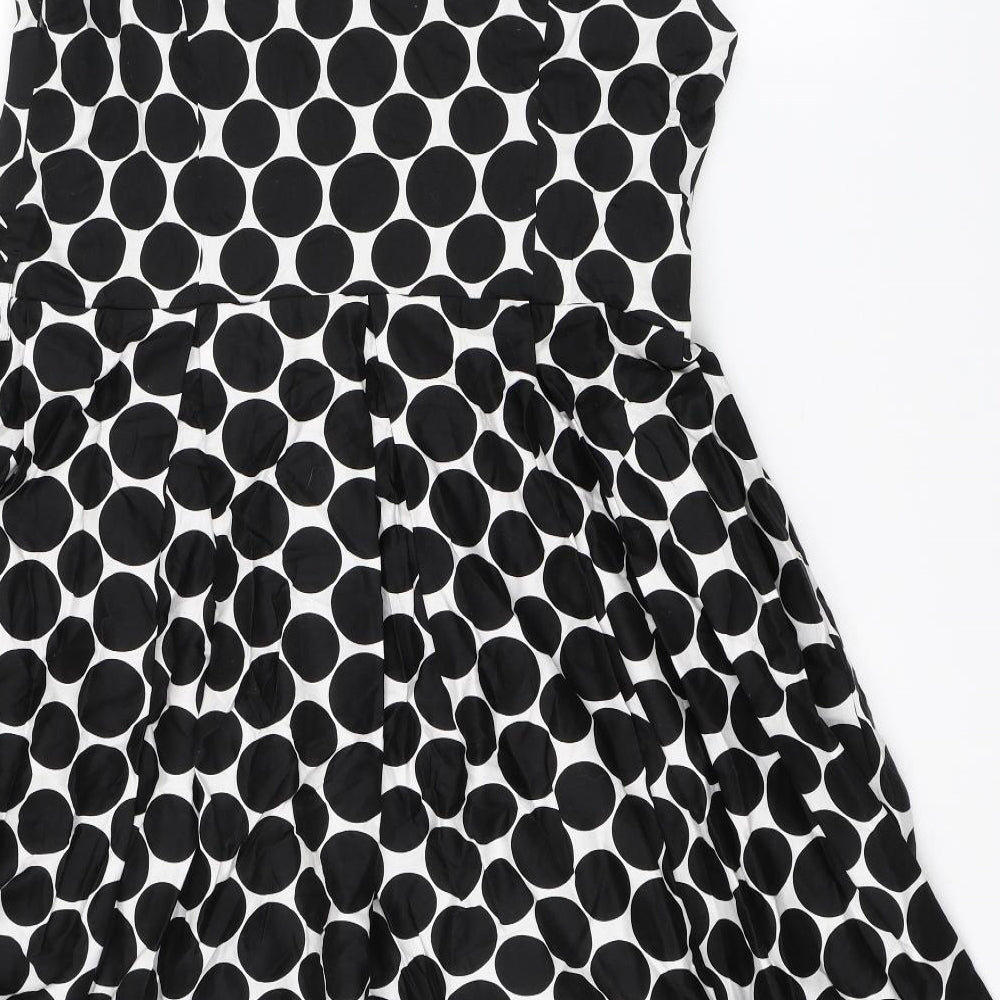 Debenhams Womens Black Polka Dot  A-Line  Size 16