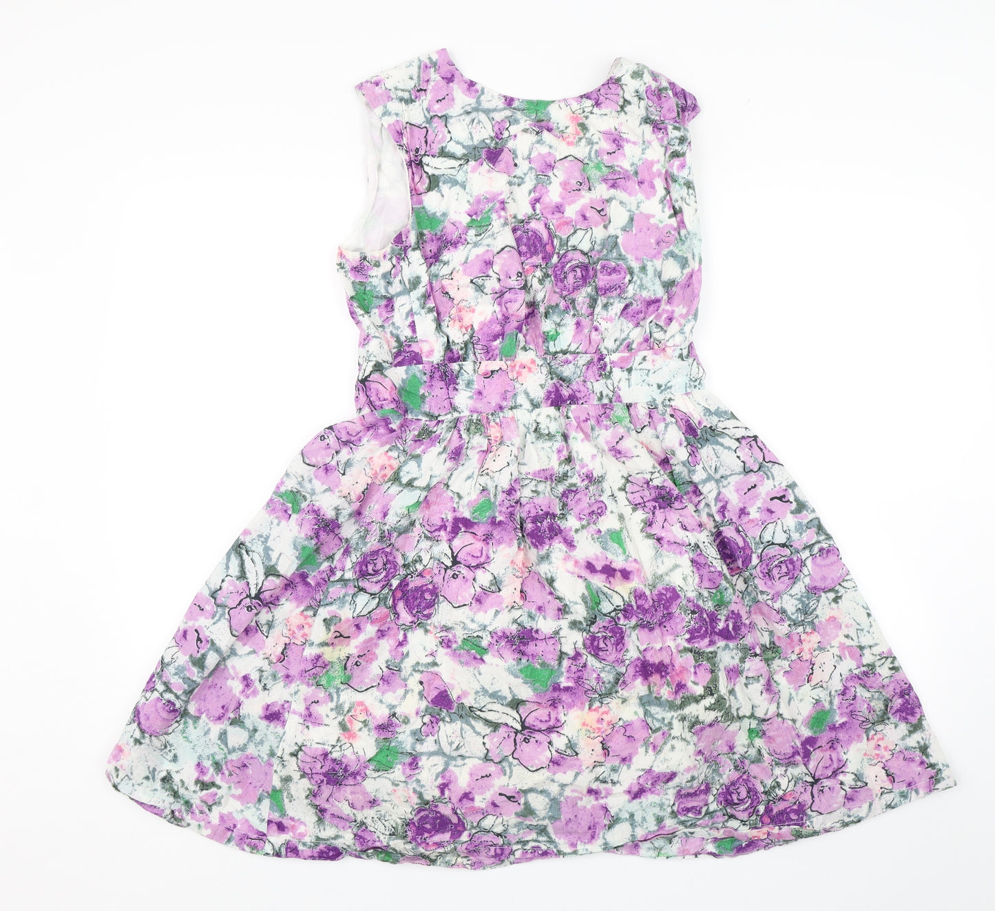 Emily and Fin Womens Purple Floral  A-Line  Size M