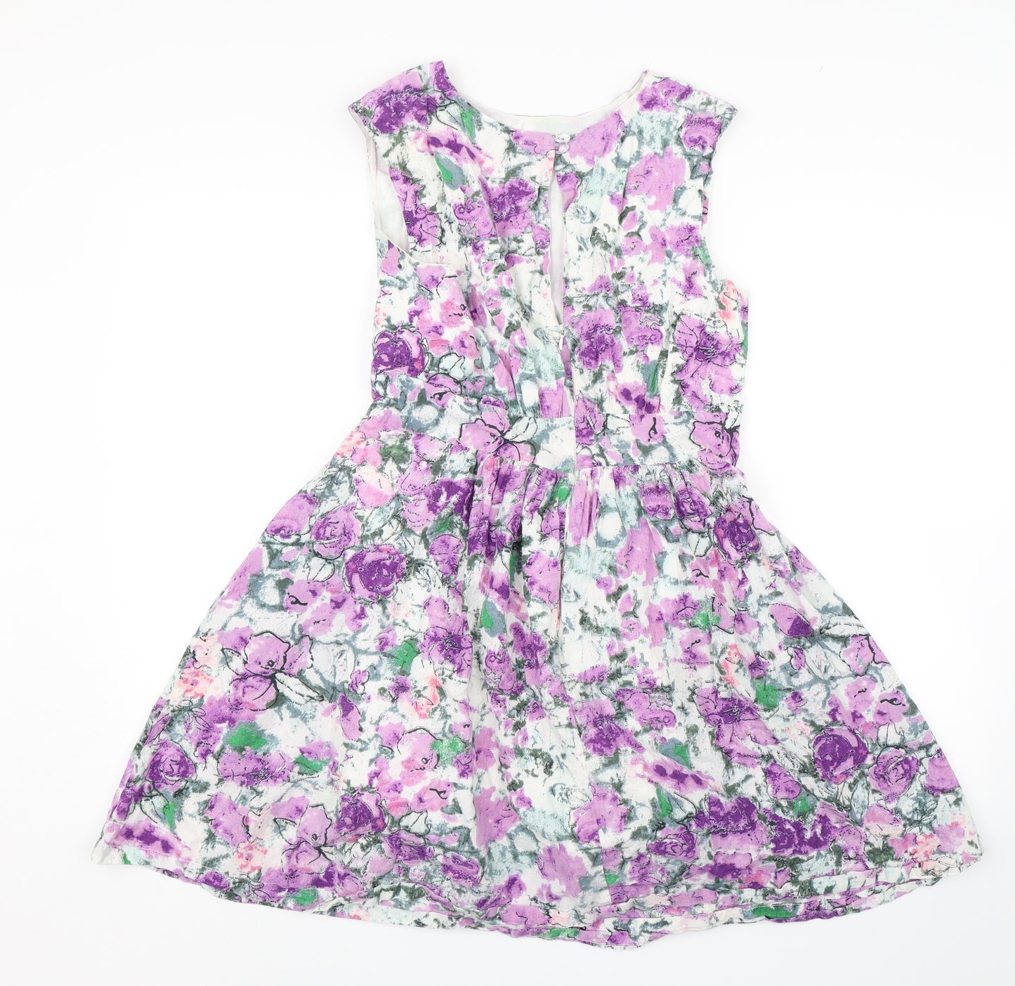 Emily and Fin Womens Purple Floral  A-Line  Size M