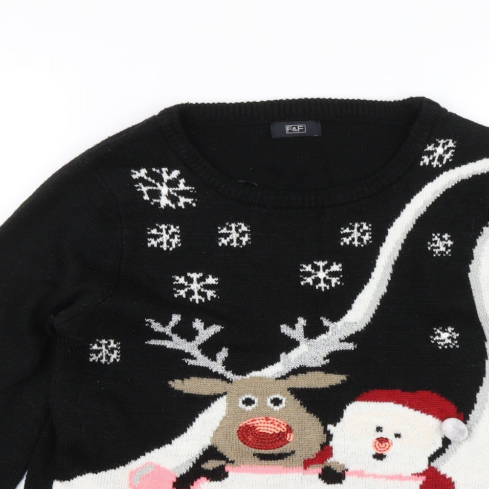 F&F Womens Black   Pullover Jumper Size 12  - Christmas jumper