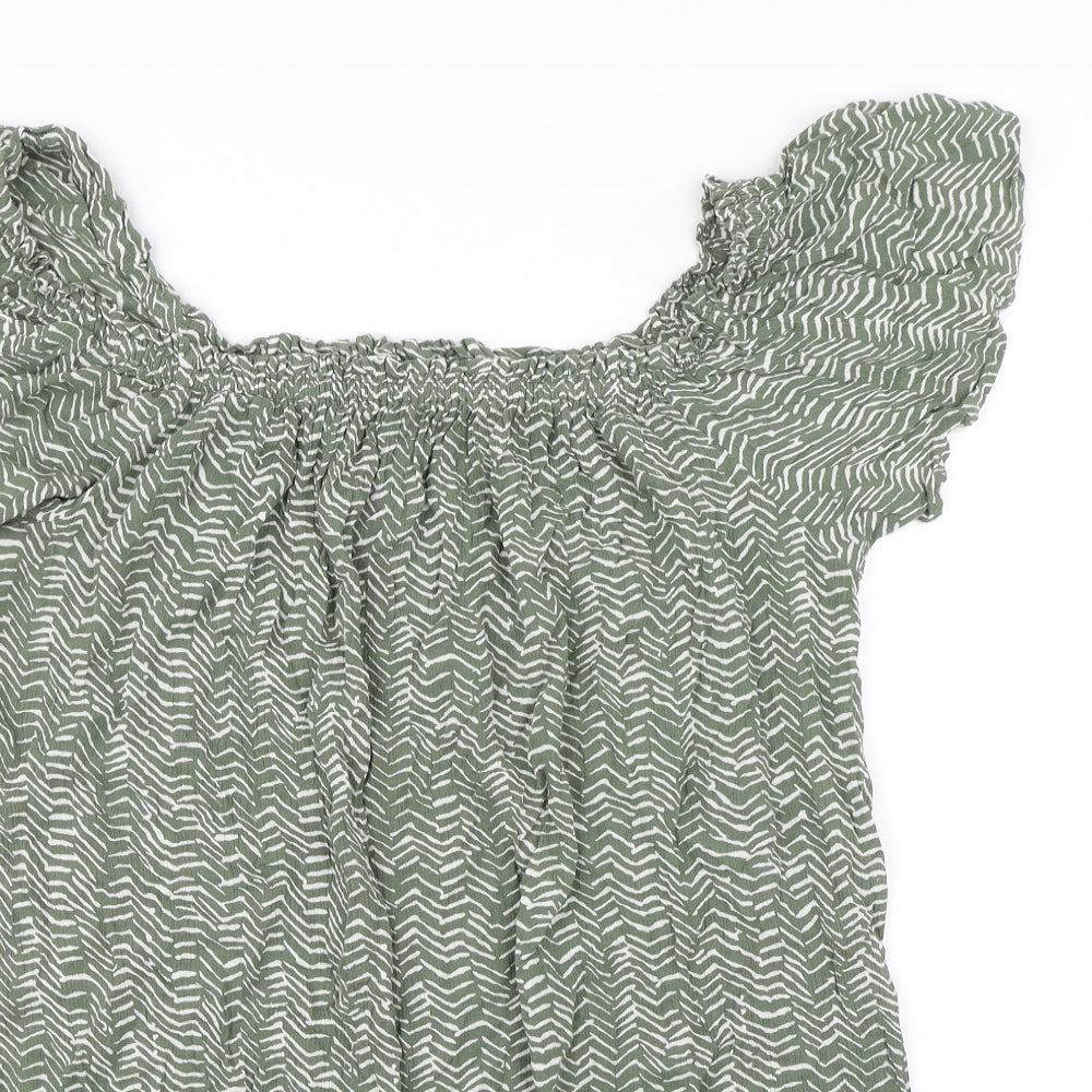 Primark Womens Green Animal Print  Basic Blouse Size 16