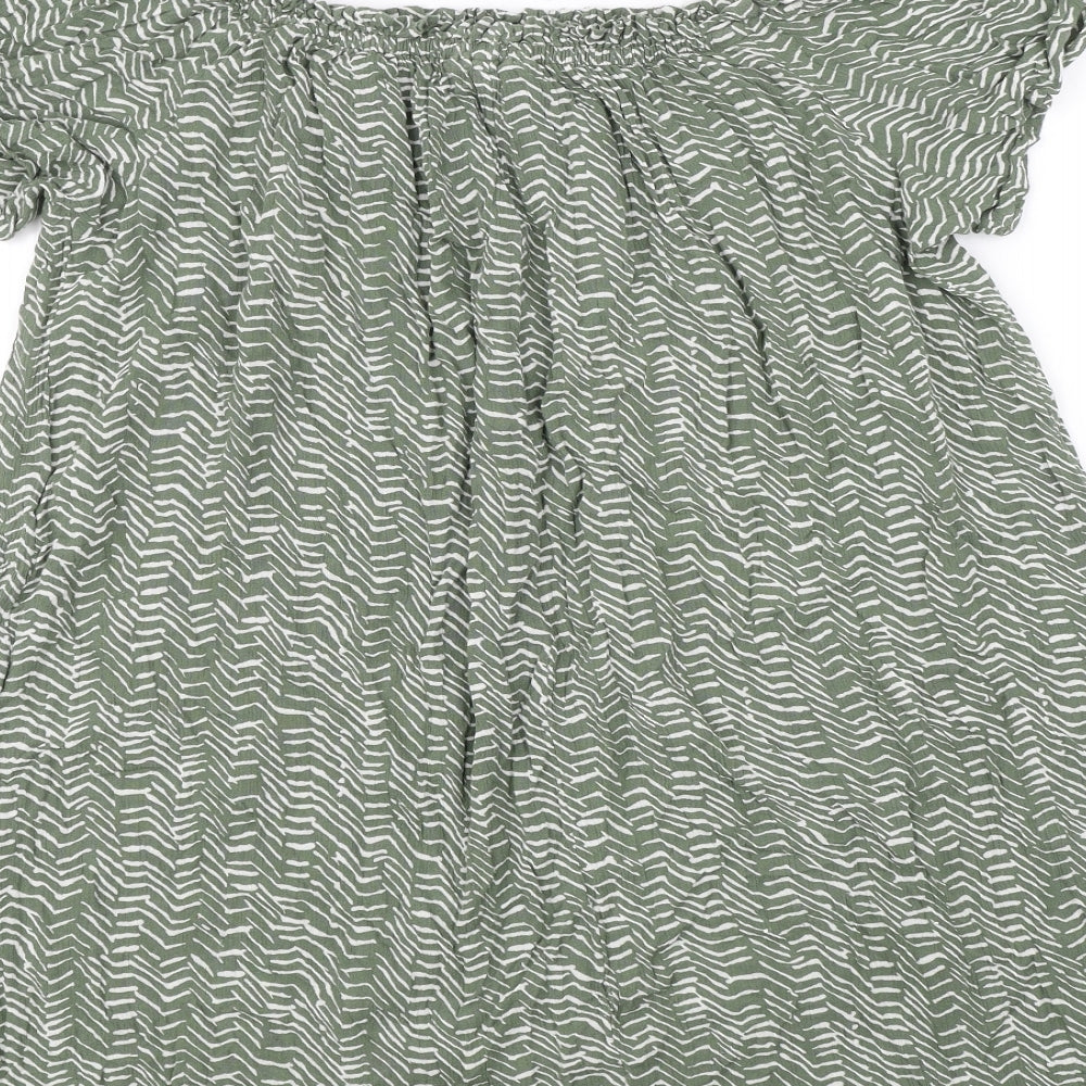 Primark Womens Green Animal Print  Basic Blouse Size 16