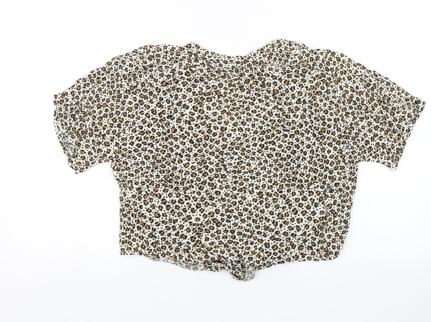 Astradivarius Womens Brown Animal Print  Basic Blouse Size S