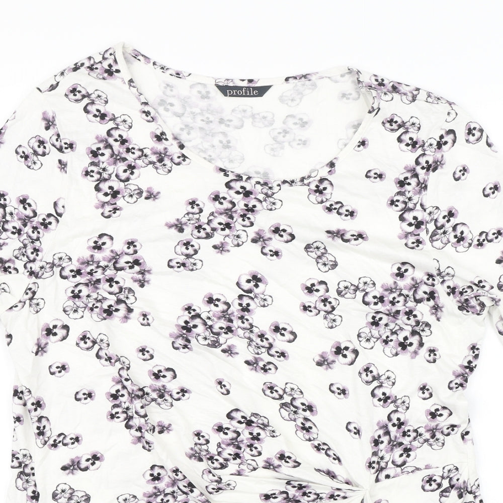 Profile Womens White Floral  Tunic Blouse Size 16