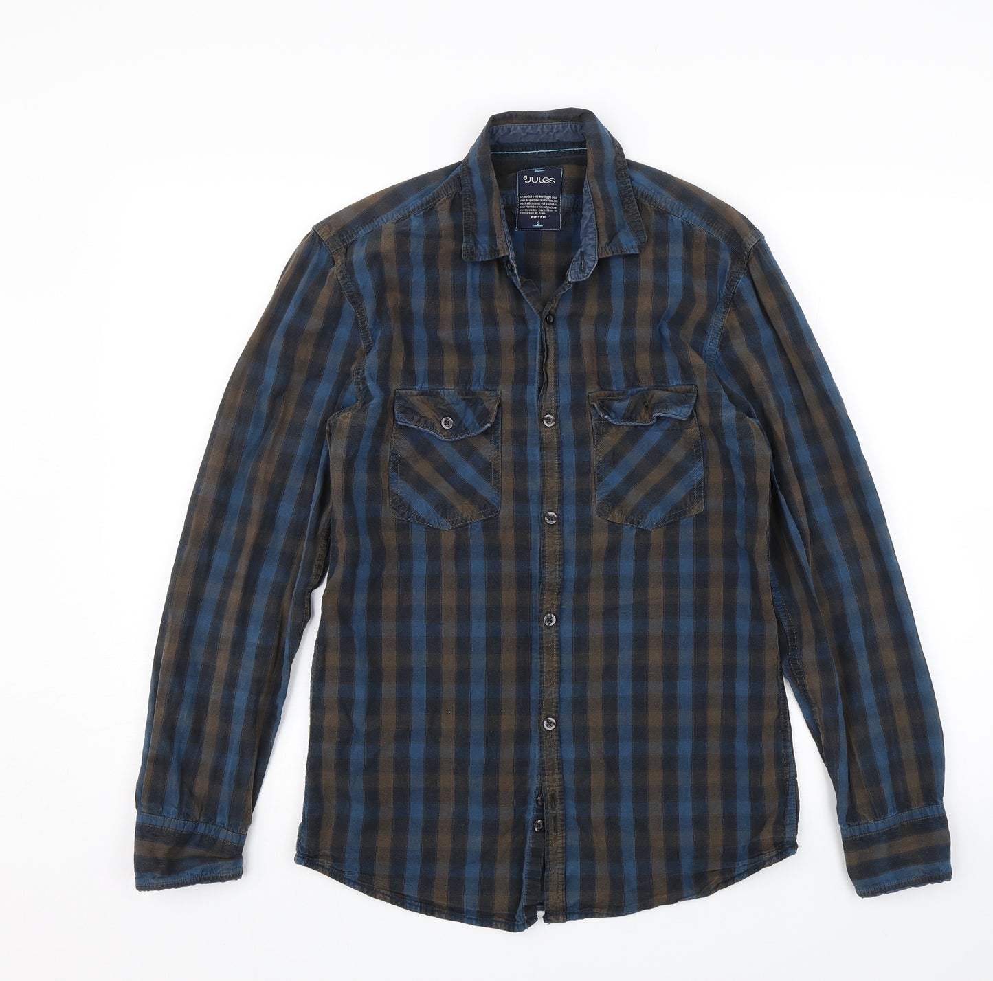 Jules Mens Blue Plaid   Button-Up Size S