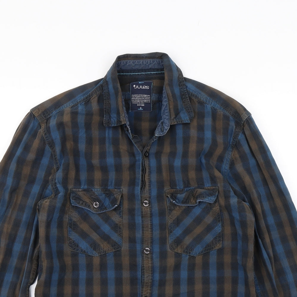 Jules Mens Blue Plaid   Button-Up Size S