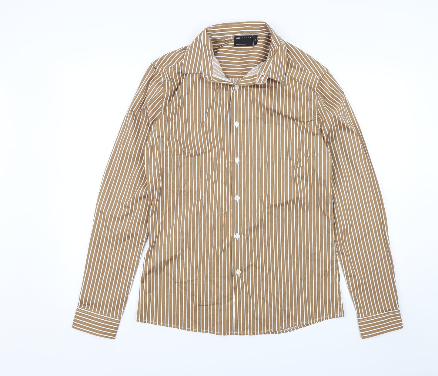 ASOS Mens Brown Striped   Dress Shirt Size M