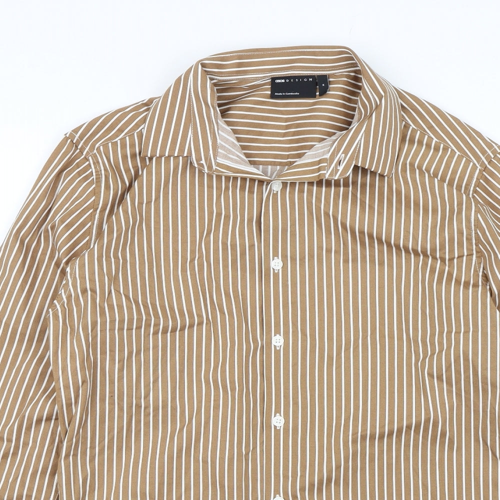 ASOS Mens Brown Striped   Dress Shirt Size M