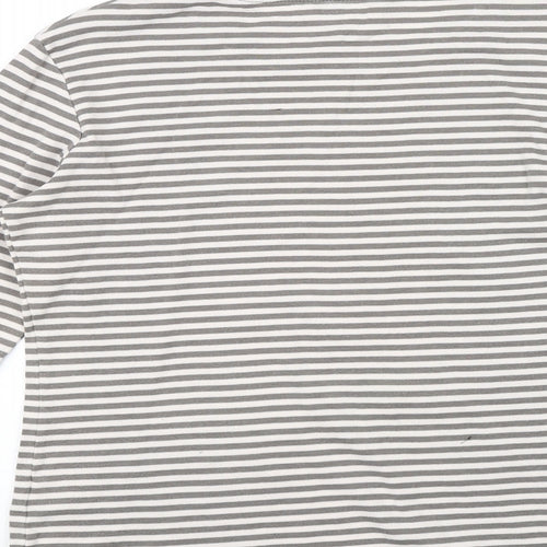 Marks and Spencer Womens Grey Striped  Basic T-Shirt Size 14