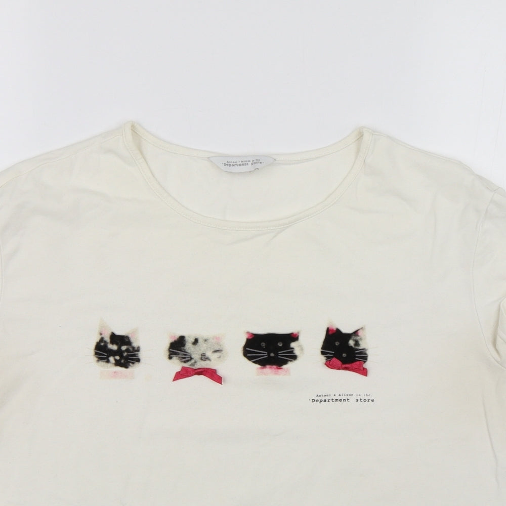 Antoni & Alison Womens White   Basic T-Shirt Size L  - Cats