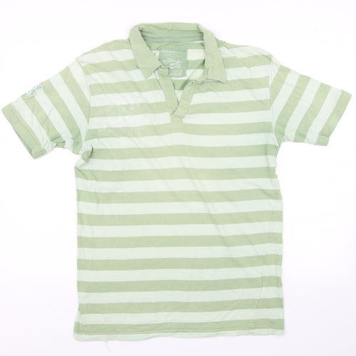 Crosshatch Mens Green Striped   Polo Size XL