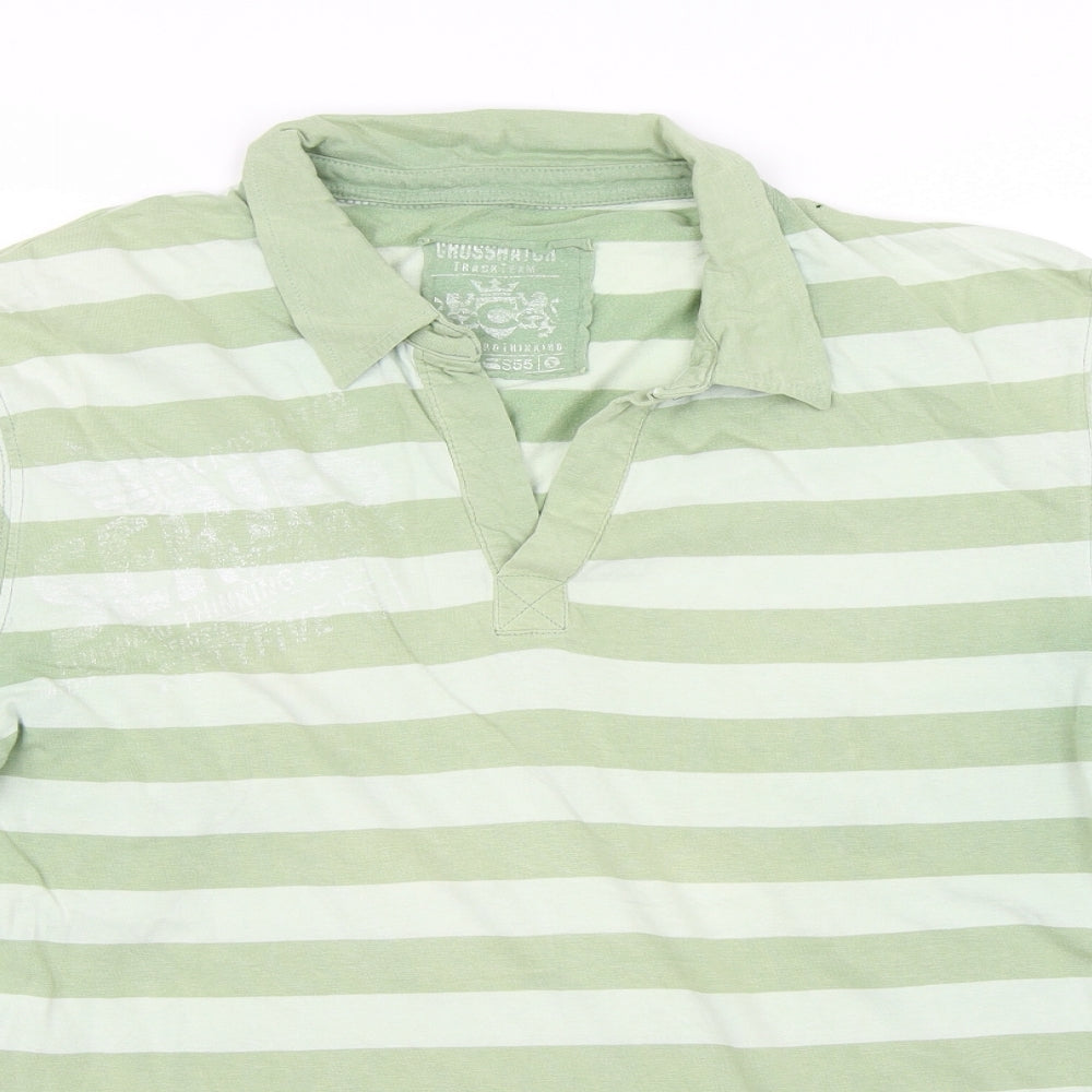 Crosshatch Mens Green Striped   Polo Size XL